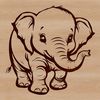 A standing elephant with a gentle expression, suitable for various creative projects.