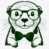 An illustration of a smiling otter wearing glasses in a vector format.