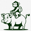 Exotic Animal Hybrid Illustration A digital illustration of a monkey-pig hybrid creature made with vector shapes.
