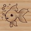 Cute Fish Design SVG File A colorful goldfish swimming in a small tank, created as a vector graphic.