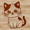 Whimsical Sitting Cat Design A simple line drawing of a cute sitting cat, suitable for digital cutting machines.