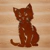 Cute cartoon kitten sitting on a background.