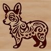 Upright Corgi Cartoon A cartoon corgi dog standing upright with ornate details.