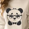 Cute Panda Silhouette with Glasses A simple illustration of a panda wearing glasses in a neutral background.