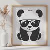 Vector Panda Wearing Sunglasses A black and white panda wearing sunglasses, depicted in a vector format.