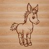 A stylized illustration of a standing donkey with a simple design.