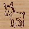 A simple line drawing of a standing donkey, suitable for clip art or vector design.