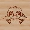 A sloth's head is peeking out from behind a leaf in this adorable animal illustration.