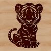 Sitting Tiger Illustration A cartoon illustration of a sitting tiger, featuring bold lines and vibrant colors.