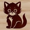 A simple illustration of a sitting cat with a cute expression.