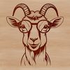 Funny Goat Illustration in Vector Format A stylized illustration of a goat wearing glasses, suitable for vector art projects.