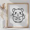 Cute Animal SVG Clip Art Free A simple line drawing of a cute hamster with rounded features and minimal shading.