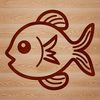 A simple line drawing of a playful sea creature with cute facial features.