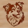Adorable Australian Shepherd Vector Art A high-quality vector illustration of a medium-sized Australian Shepherd dog with a distinctive head shape.
