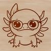 Unique Salamander Species Illustration A digital illustration of an axolotl salamander wearing glasses, a unique and cute animal species.