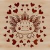 Adorable Axolotl Vector Illustration A cute axolotl salamander with love hearts surrounding its head.