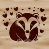 Wild Animal Illustration with Love Hearts A simple illustration of a badger, suitable for vector design and cutting machine applications.