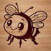 A stylized illustration of a flying bee, suitable for graphic design and digital crafting.