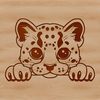 Beautiful Ocelot Head Clip Art A close-up view of a wild ocelot's head, peeking out from behind foliage.