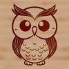 Whimsical Owl Vector Design A cartoon owl with big round eyes and soft feathers, suitable for vector design and cutting machine projects.