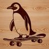 Cute Penguin on a Skateboard SVG Clip Art A penguin standing on a skateboard, depicted in a simple vector style suitable for digital design.