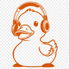Quacky Vibes SVG Design A cartoon duck with headphones on, designed as a vector graphic.