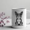 Seated Boston Terrier SVG Design An SVG graphic of a seated Boston Terrier suitable for digital design projects.