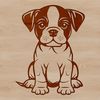 Cute Sitting Boxer Clip Art A stylized illustration of a sitting dog breed, specifically a Boxer, suitable for various graphic design applications.