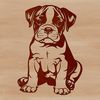 Free Vector Clip Art of a Boxer Puppy Illustrative vector design of a sitting Boxer dog with simple lines and shapes.