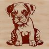 Adorable Boxer Dog Silhouette A cartoon boxer dog sitting on its haunches with a friendly expression.