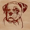 Playful Boxer Cartoon A cartoon illustration of a playful Boxer dog with a sweet expression.