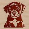 Detailed Vector Art of a Boxer's Face A detailed illustration of a Boxer dog's head in vector format, suitable for cutting machines or digital design.
