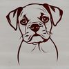 An SVG graphic featuring a cute Boxer breed animal.
