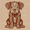 Cute Sitting Boxer Breed Illustration A sitting dog breed with a distinctive wrinkled face, popular as a pet companion.