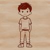 Simple Line Art Boy Illustration A simple line art illustration of a young boy in casual attire.