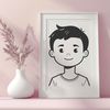 Friendly Face Illustration A simple illustration of a young boy in everyday attire.