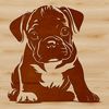 Adorable Bulldog Silhouette A vector illustration of a sitting bulldog breed dog, suitable for various uses such as clip art or digital design.