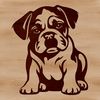 Sweet Sitting Bulldog SVG Design A sitting bulldog breed dog with wrinkled skin and a flat face.