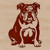 An editable digital template of a Bulldog animal in a sitting position, suitable for various applications.