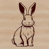 An illustration of a sitting rabbit in a playful pose.