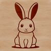 A seated rabbit illustration in a simple design style.