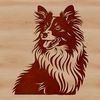 Free Vector Clip Art Dog Head Design A detailed illustration of a Shetland sheepdog's head, suitable for vector design and cutting machine stencils.