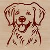 Dog Breed Illustration - Golden Retriever A portrait of a golden retriever's head with detailed facial features and fur texture.