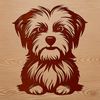 Adorable Morkie Pup in Vector Form A small dog breed, the Morkie, is depicted in this vector graphic sitting on its haunches.