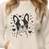 Boston Terrier Breed Portrait with Heart Details A cute Boston Terrier breed dog's head illustration with heart details.
