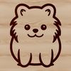 Adorable Pomeranian Clip Art SVG Design An SVG design of a Pomeranian dog, suitable for cutting out with a machine or use in digital projects.