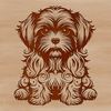 A seated Shih Tzu dog with ornate features.