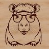 Stylized Capybara Character in Vector Format An anthropomorphized capybara with eyeglasses in a stylized vector design format.