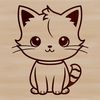 Cute Cartoon Cat Illustration A cartoon-style illustration of a sitting cat with simple lines and shapes.