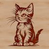 A small domestic cat sitting on its haunches, depicted in vector format for easy editing.